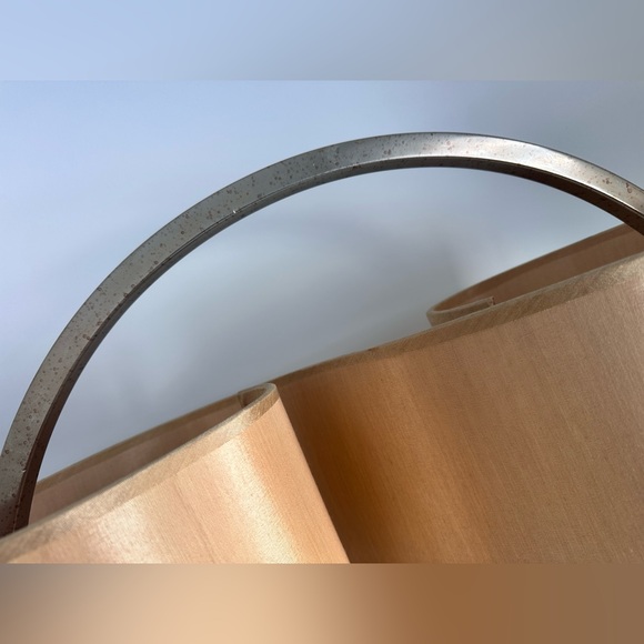 Rare Vintage Modernist Brass Double Shade Circular Table Lamp Sonneman Style MCM - Picture 6 of 11